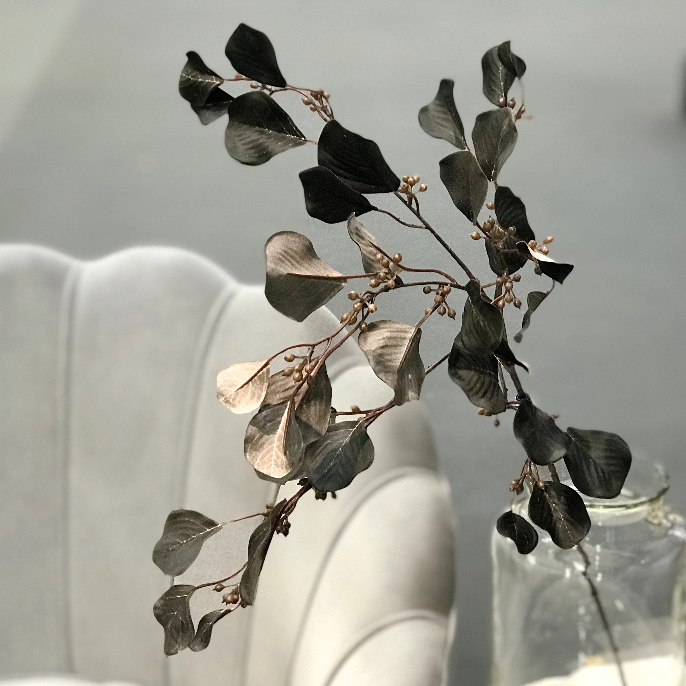 artificial flowers luxury faux silk black eucalyptus with berries lifelike realistic faux flowers buy online from Amaranthine Blooms UK
