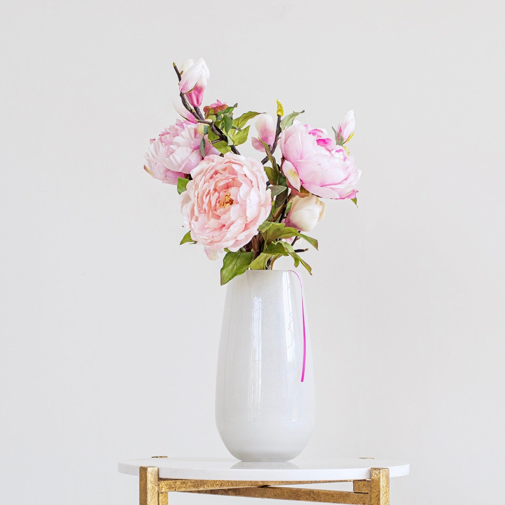 Artificial magnolia flowers luxury faux  blossom branches silk pink tall magnolia branch pale pink peony bouquet realistic realistic faux  flowers Amaranthine Blooms UK
