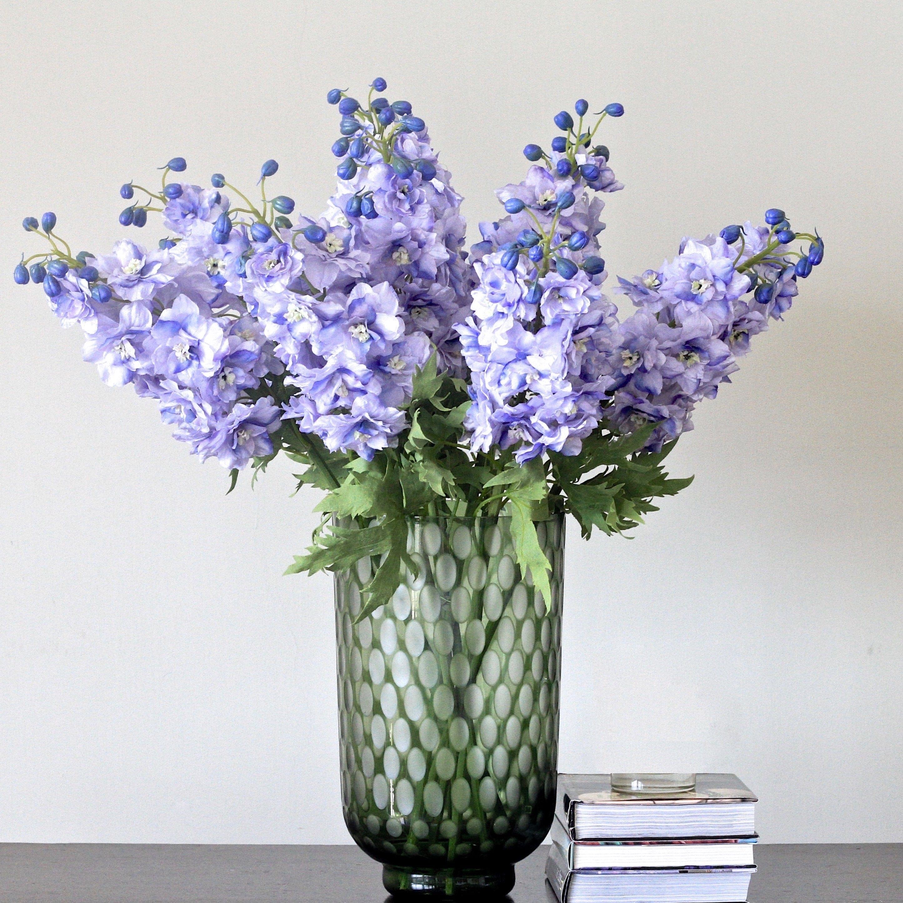 Artificial flowers blue silk delphinium lifelike realistic flower arrangement The Faux Flower Company UK