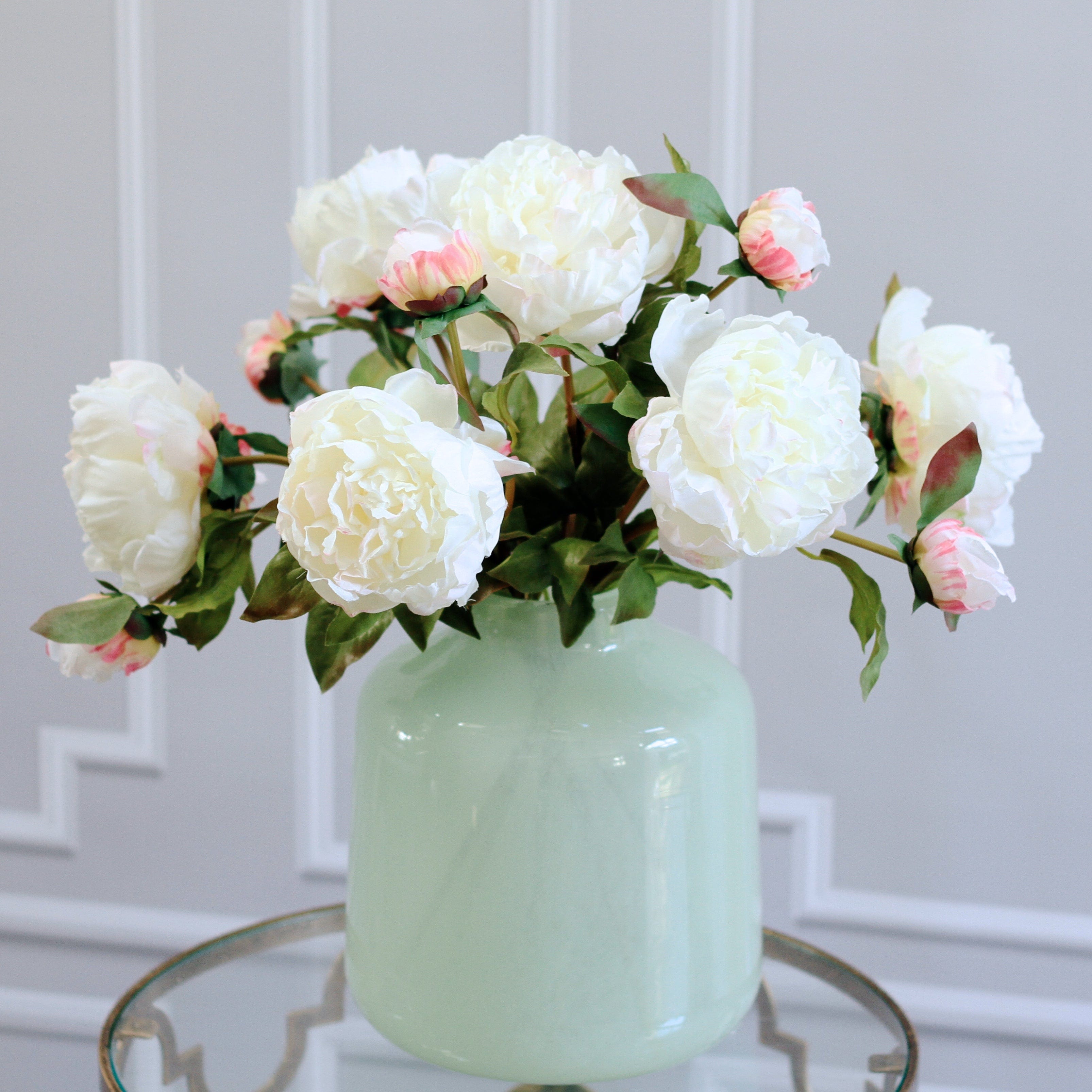 Artificial flowers luxury faux silk white open peony lifelike realistic faux flowers buy online from Amaranthine Blooms UK